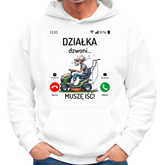 Bluza z kapturem dla dziadka - Działka dzwoni muszę iść D35 - StoryCups.pl