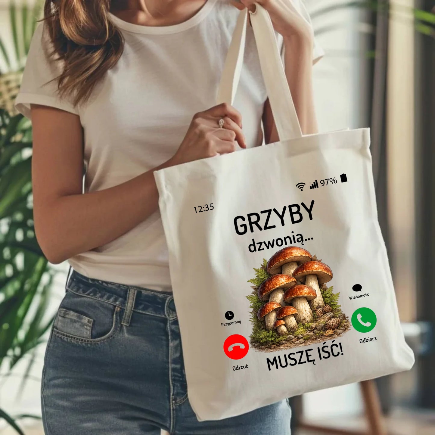 Torba dla dziadka grzybiarza - Grzyby dzwonią muszę iść D36 - StoryCups.pl