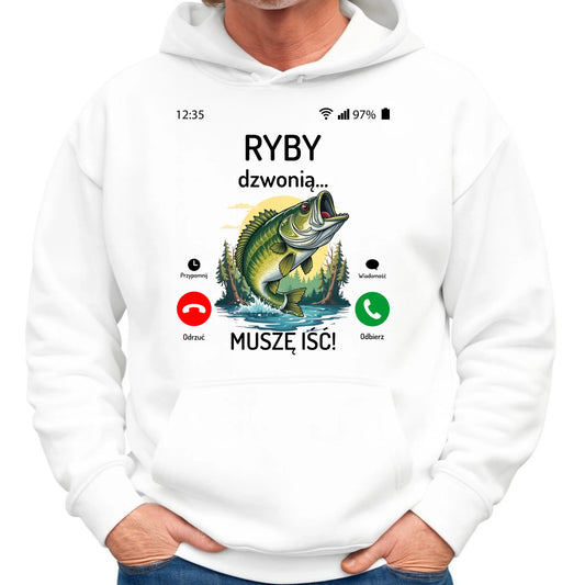 Bluza z kapturem dla dziadka wędkarza - Ryby dzwonią muszę iść D37 - StoryCups.pl
