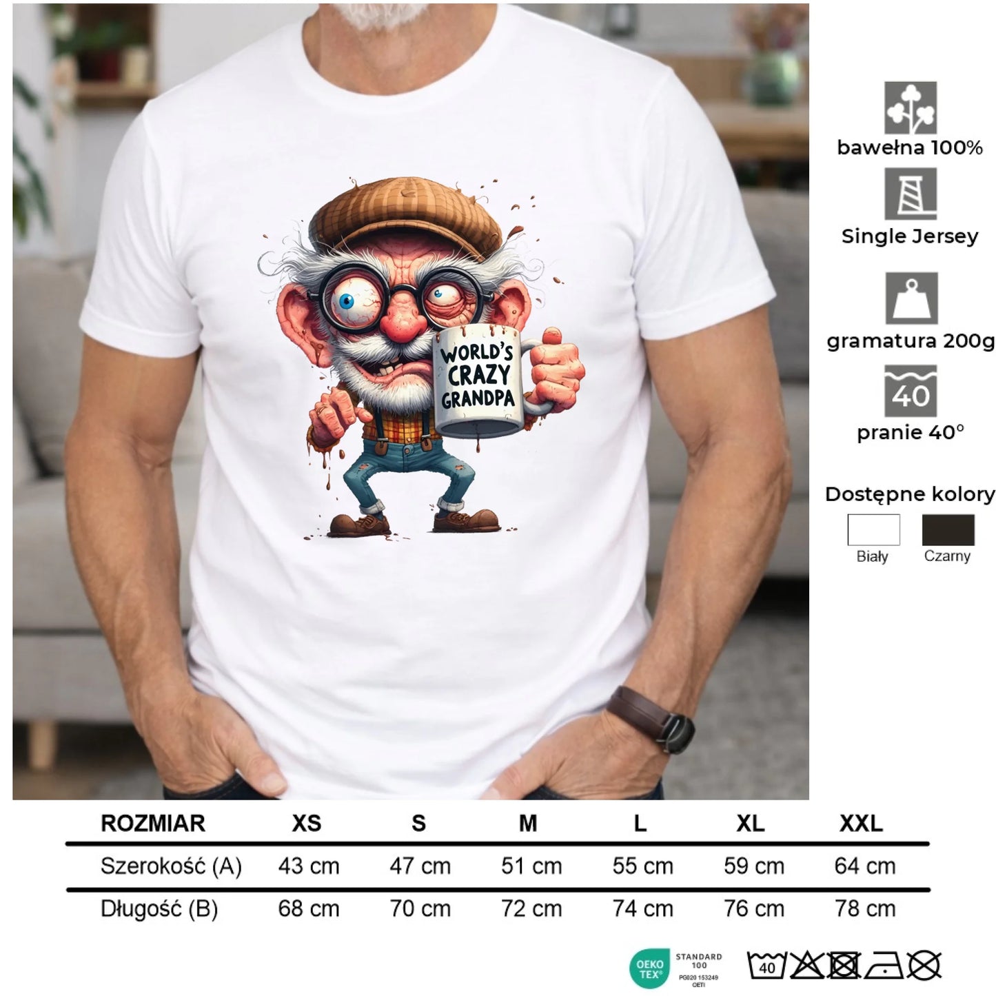 Koszulka dla dziadka - Crazy grandpa D38 - StoryCups.pl