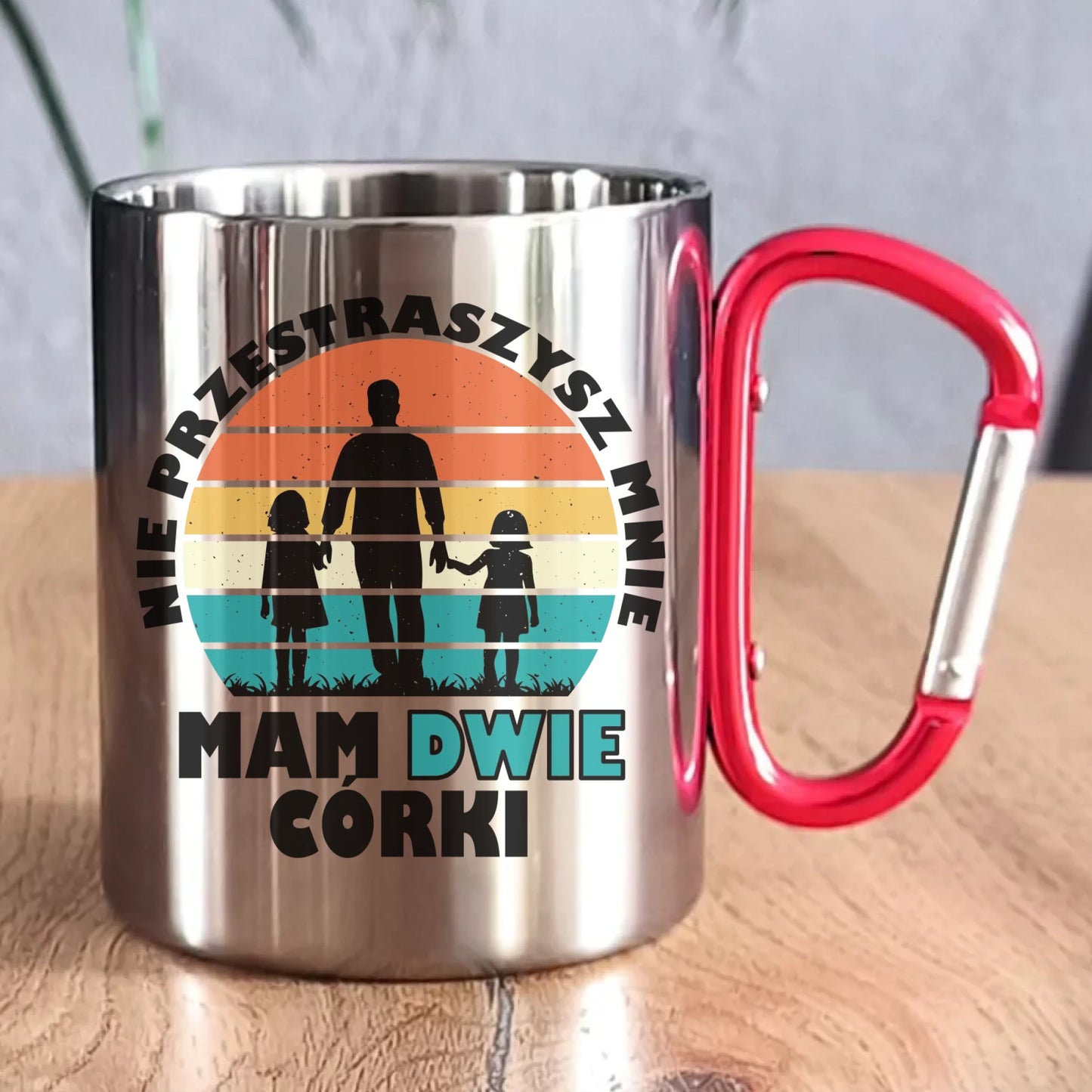 Kubek metalowy dla taty - Nie przestraszysz mnie mam dwie córki DT02 - StoryCups.pl