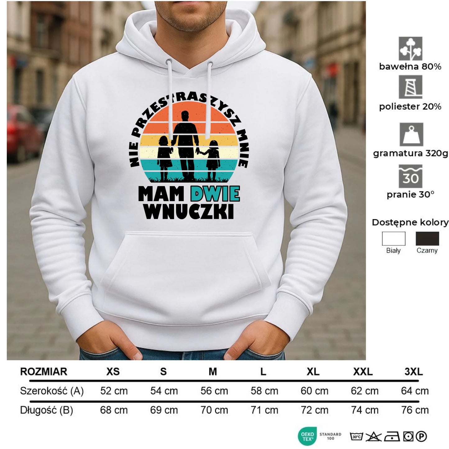 Bluza z kapturem dla dziadka - Nie przestraszysz mnie mam dwie wnuczki D41 - StoryCups.pl