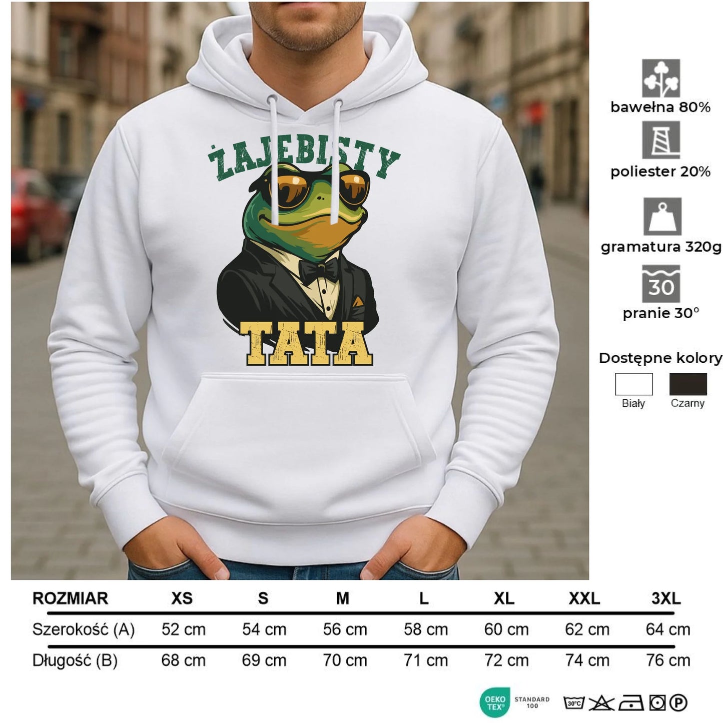 Bluza męska z kapturem dla taty - Żajebisty tata DT83 - StoryCups.pl