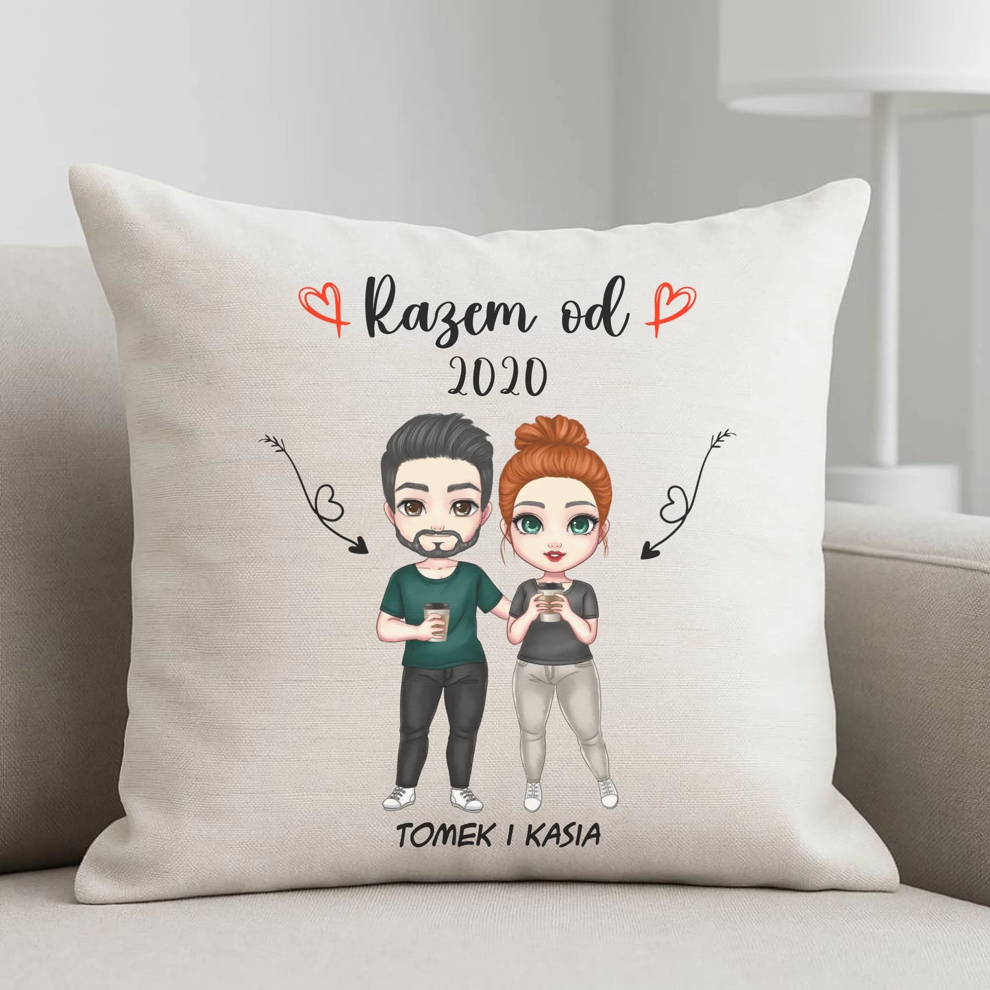 Poduszka dla par - Para razem od - personalizowana W01 - StoryCups.pl