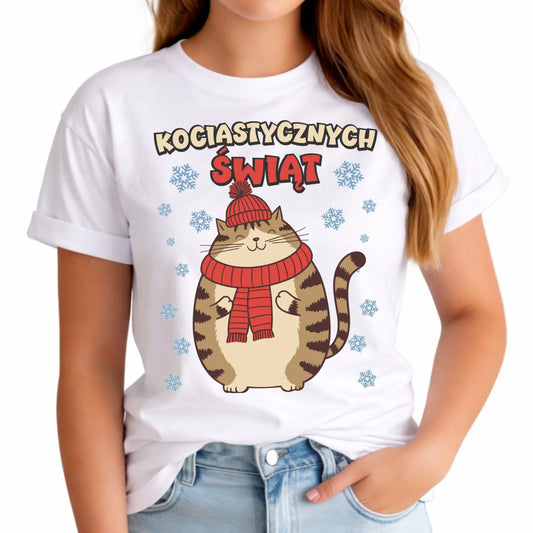 Koszulka damska świąteczna - prezent na święta - Kociastycznych świąt BN154 - StoryCups.pl