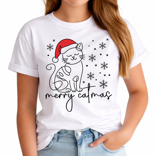 Koszulka damska świąteczna - prezent dla kociary - Merry catmas BN151 - StoryCups.pl