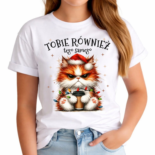 Koszulka damska świąteczna - Grumpy Cat Tobie również tego samego BN32 - StoryCups.pl
