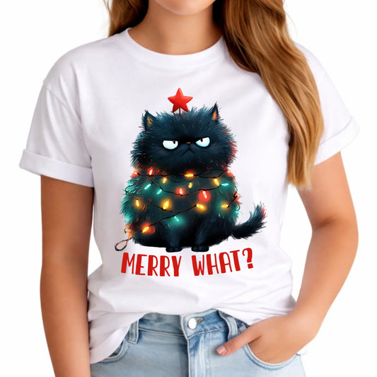 Koszulka damska świąteczna - Grumpy Cat Merry what? BN37 - StoryCups.pl