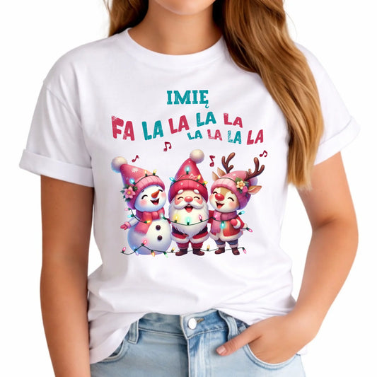 Koszulka damska świąteczna - Fa la la la - personalizowana BN51 - StoryCups.pl
