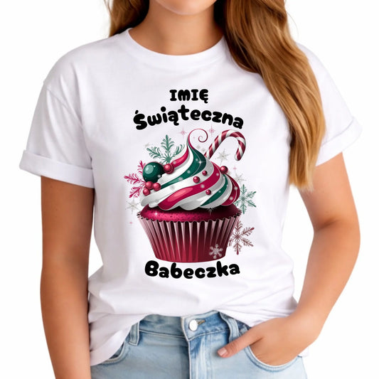 Koszulka damska na święta - Świąteczna babeczka - personalizowana BN30 - StoryCups.pl