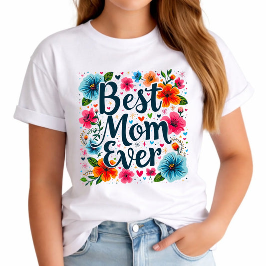 Koszulka damska dla mamy - Kwiaty - Best mom ever DM34 - StoryCups.pl