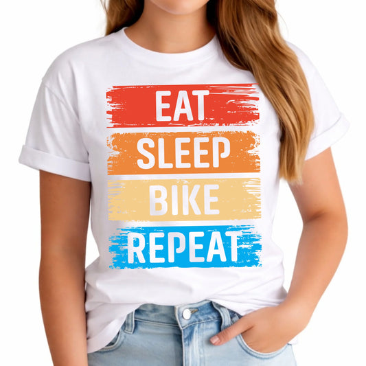 Koszulka damska na rower - Eat sleep bike repeat HR03 - StoryCups.pl
