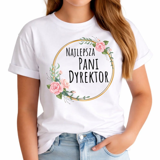 Koszulka damska dla dyrektorki szkoły - Najlepsza Pani Dyrektor N77 - StoryCups.pl