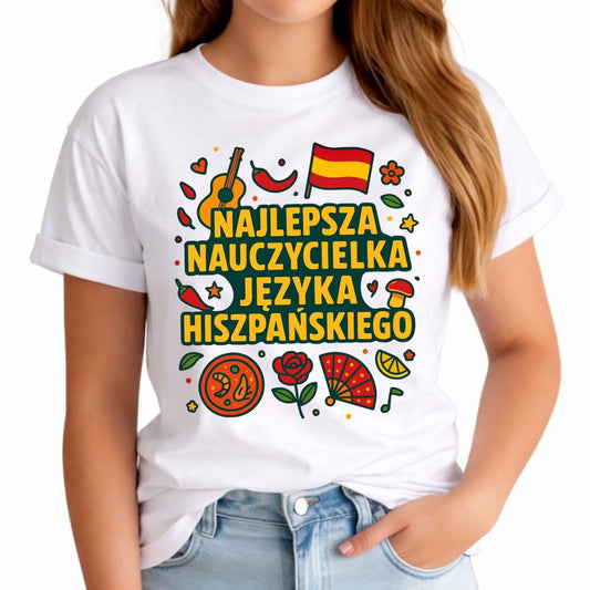 Koszulka damska dla nauczycielki - Najlepsza nauczycielka hiszpańskiego N55 - StoryCups.pl