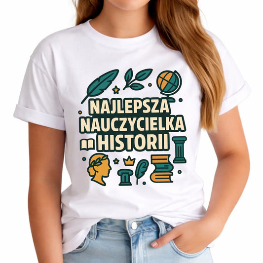 Koszulka damska dla nauczycielki - Najlepsza nauczycielka historii N57 - StoryCups.pl