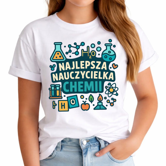 Koszulka damska dla nauczycielki - Najlepsza nauczycielka chemii N44 - StoryCups.pl