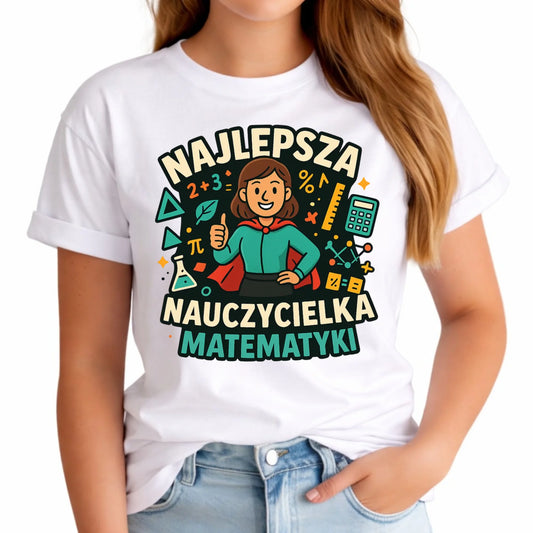Koszulka damska dla nauczycielki - Najlepsza nauczycielka matematyki N46 - StoryCups.pl