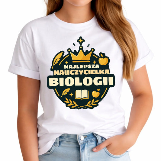 Koszulka damska dla nauczycielki - Najlepsza nauczycielka biologii N39 - StoryCups.pl