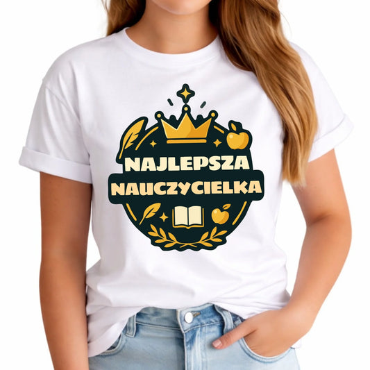 Koszulka damska dla nauczycielki - Najlepsza nauczycielka N38 - StoryCups.pl