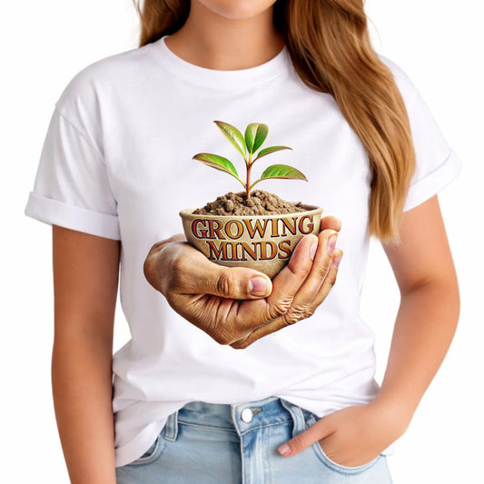 Koszulka damska dla nauczycielki - Growing minds N15 - StoryCups.pl