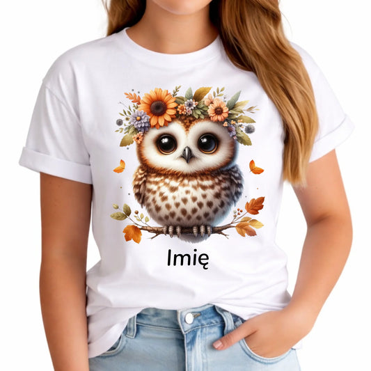 Koszulka damska jesienna - Sowa w kwiatach JS32 - StoryCups.pl
