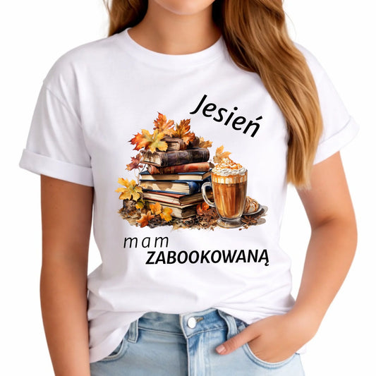 Koszulka damska jesienna - Jesień mam zabookowaną JS28 - StoryCups.pl