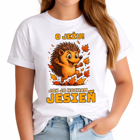 Koszulka damska jesienna - O JEŻU! Jak ja kocham jesień JS31 - StoryCups.pl