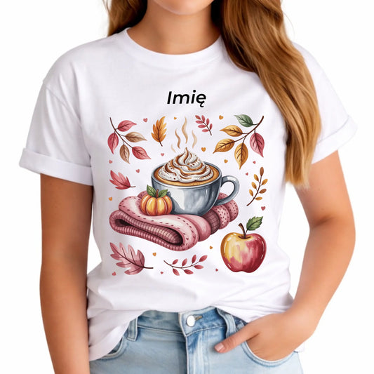 Koszulka damska jesienna - Przytulna jesień - personalizowana JS29 - StoryCups.pl