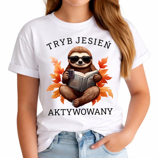 Koszulka damska jesienna - Leniwiec - Tryb jesień aktywowany JS23 - StoryCups.pl