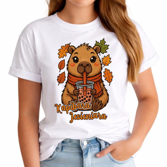 Koszulka damska jesienna - Kapibara Jesieniara JS19 - StoryCups.pl