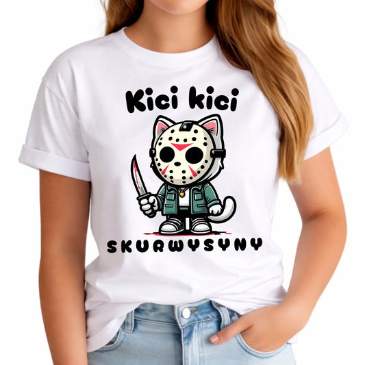 Koszulka damska na Halloween - Kici kici sk*rwysyny - bez cenzury HL28 - StoryCups.pl