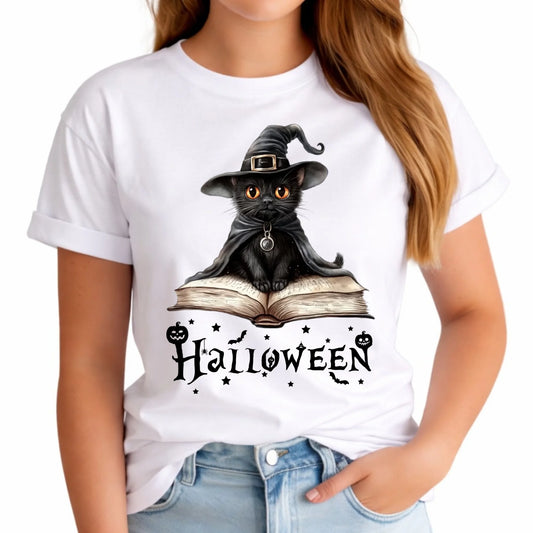 Koszulka damska na Halloween - Kot Czarodziej HL06 - StoryCups.pl