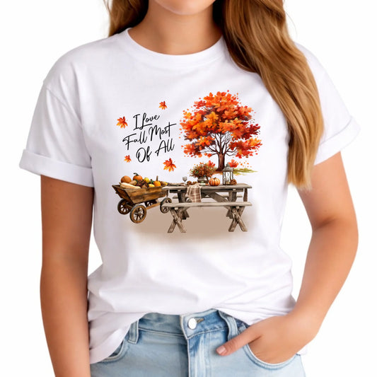 Koszulka damska jesieniara – Jesienny piknik z dyniami JS04 - StoryCups.pl