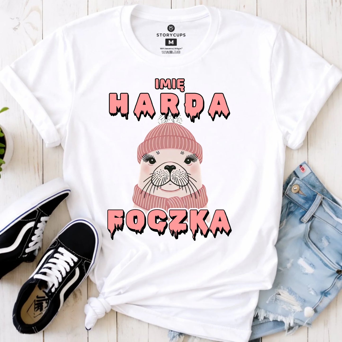 Koszulka damska - prezent dla morsa - Harda foczka - personalizowana HM05 - StoryCups.pl