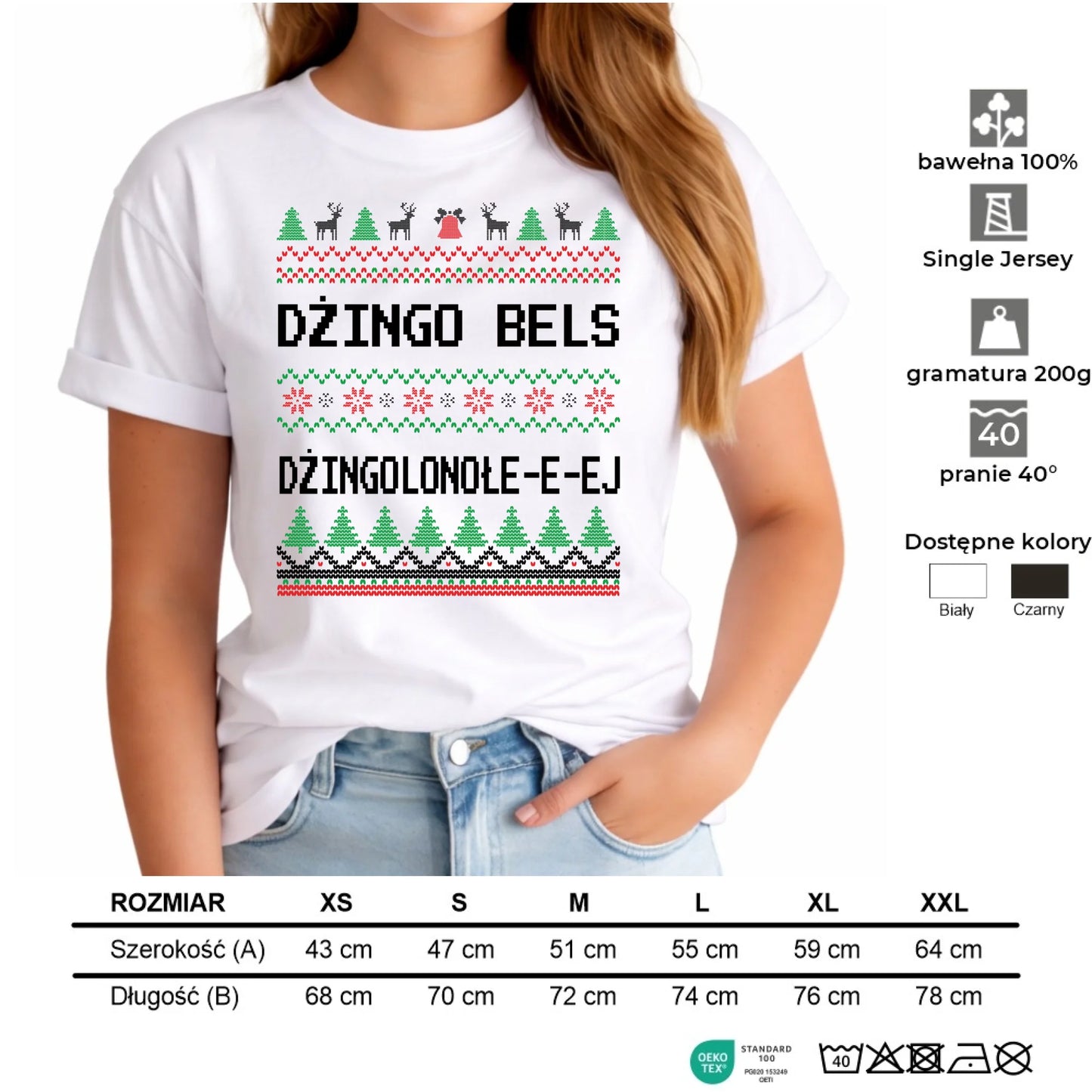 Koszulka damska świąteczna - prezent na Święta - Dżingo bels BN11 - StoryCups.pl