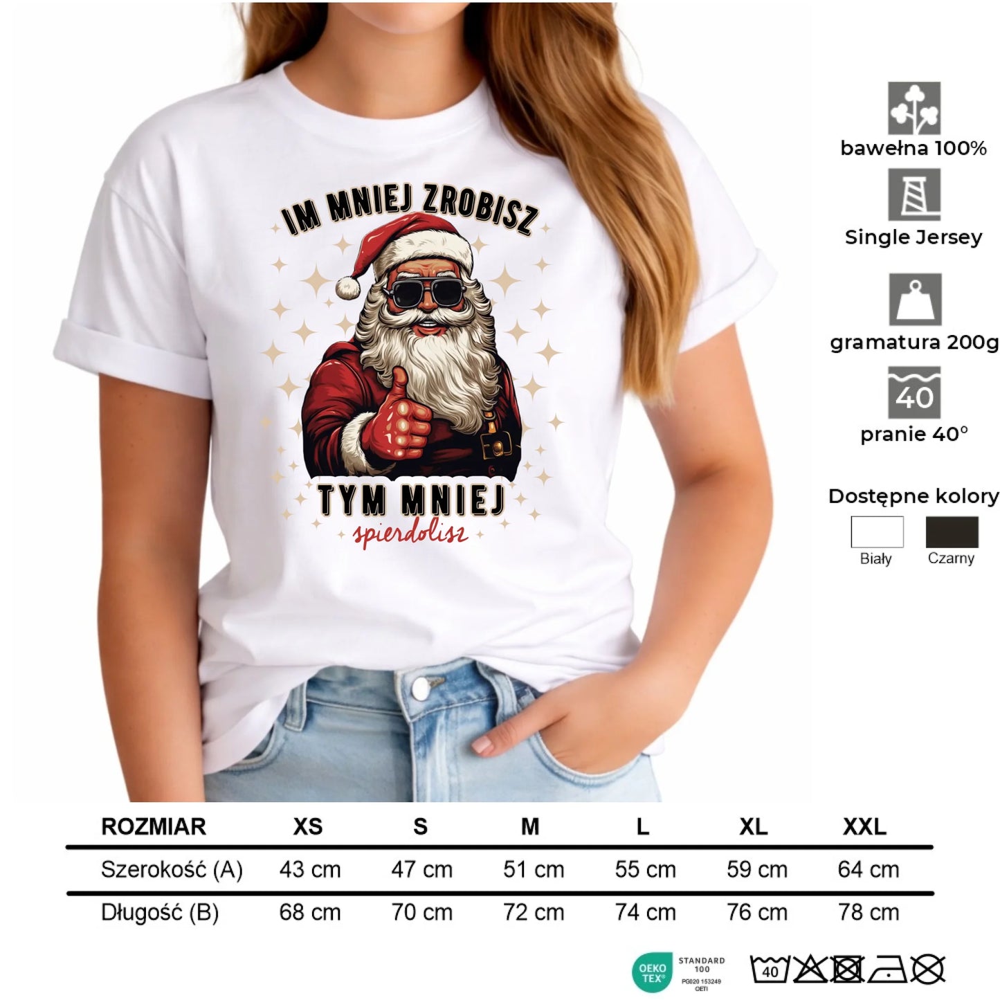 Koszulka damska świąteczna - Im mniej zrobisz tym mniej spie*****sz - bez cenzury BN146 - StoryCups.pl