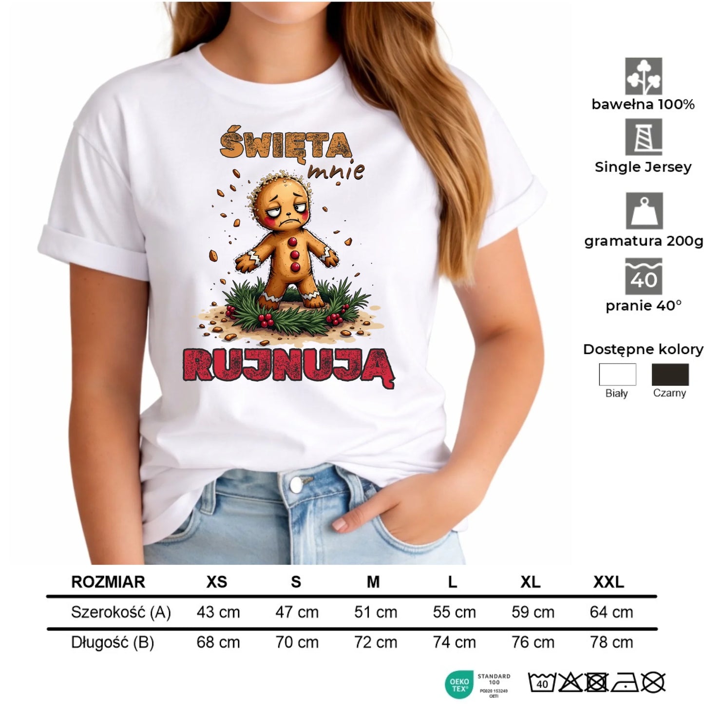 Koszulka damska świąteczna - Piernik Święta mnie rujnują BN143 - StoryCups.pl