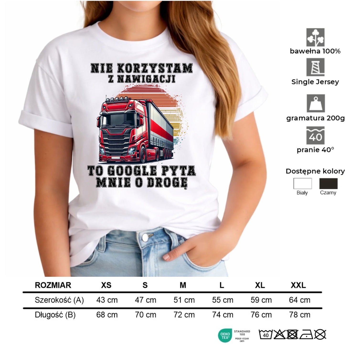 Koszulka damska - kierowca ciężarówki - Google pyta mnie o drogę ZKT10 - StoryCups.pl