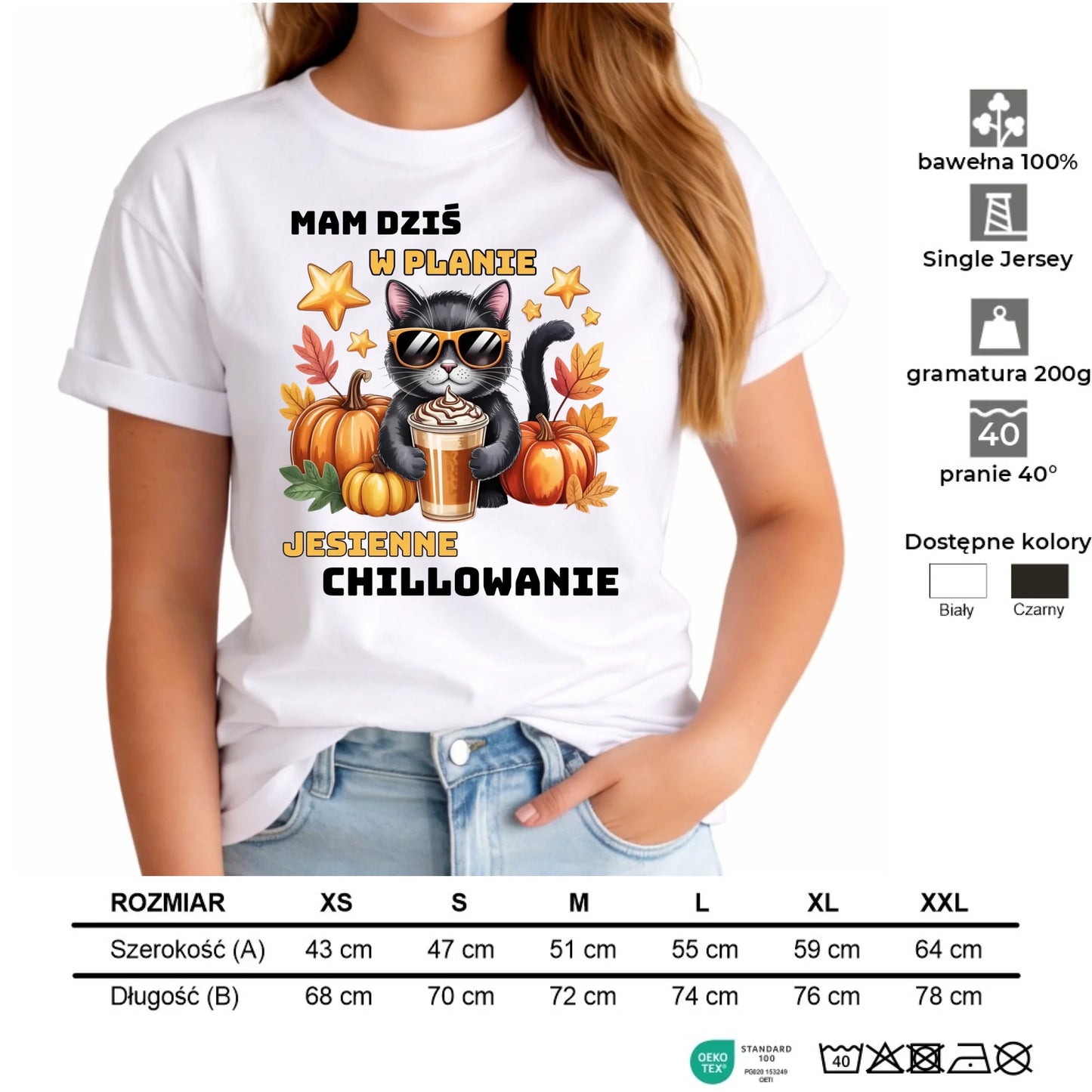 Koszulka damska jesienna - Mam dziś w planie jesienne chillowanie JS34 - StoryCups.pl