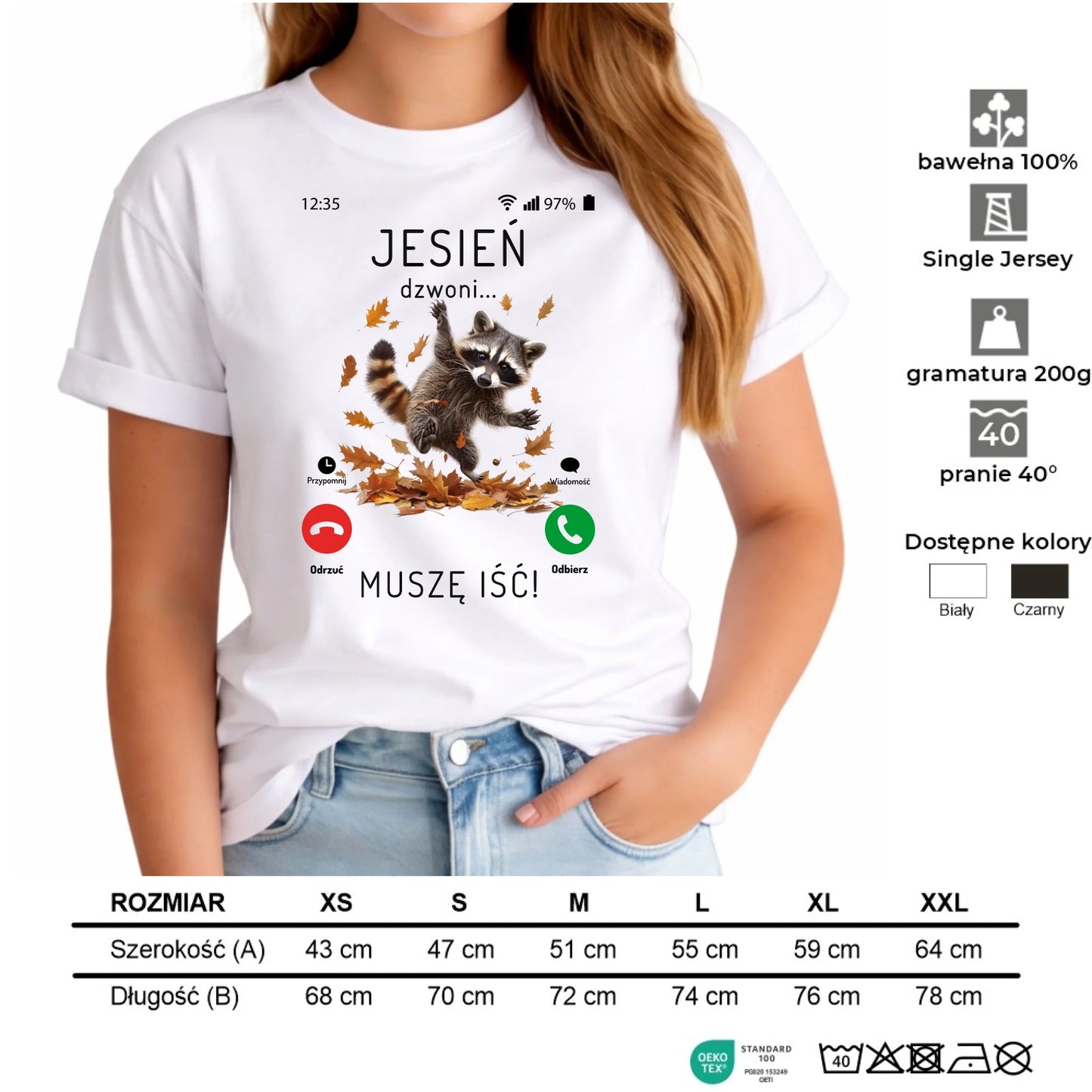 Koszulka damska jesienna - Jesień dzwoni muszę iść JS18 - StoryCups.pl