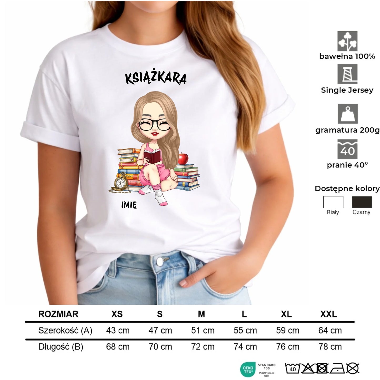 Koszulka damska - Książkara - Prezent dla miłośniczki czytania książek - personalizowana DZ04 - StoryCups.pl