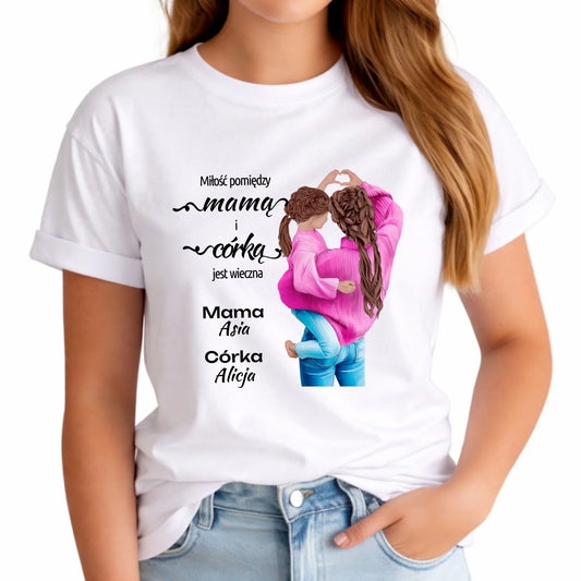 Koszulka damska dla mamy - Mama z córką - personalizowana DM38 - StoryCups.pl
