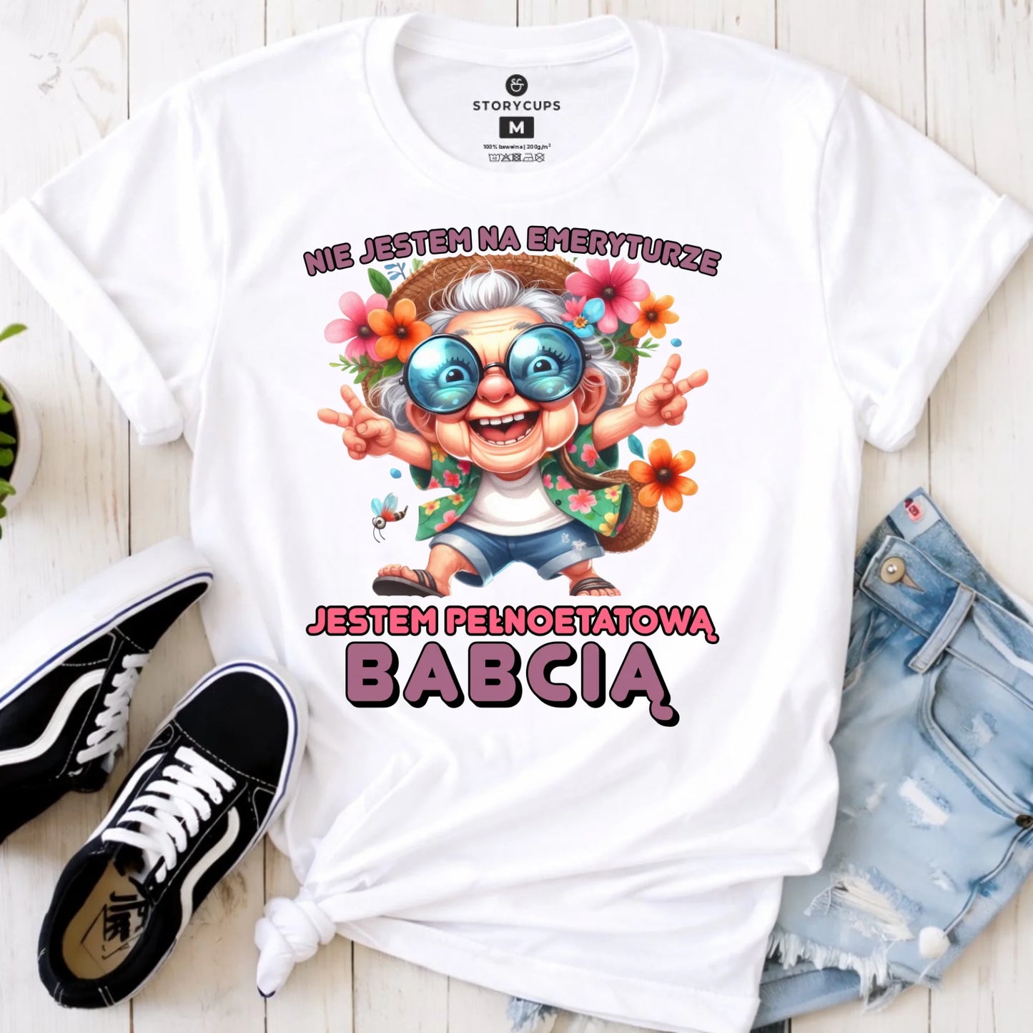 Koszulka dla babci - Pełnoetatowa babcia B20 - StoryCups.pl