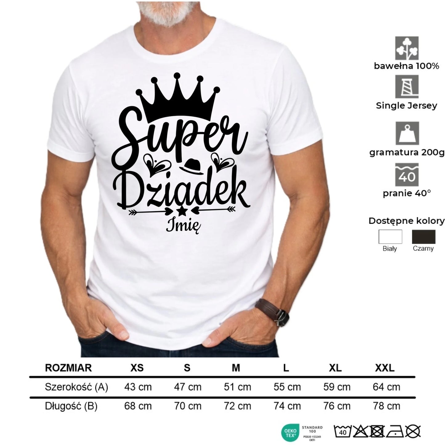 Koszulka dla dziadka - Super Dziadek - personalizowana D03 - StoryCups.pl