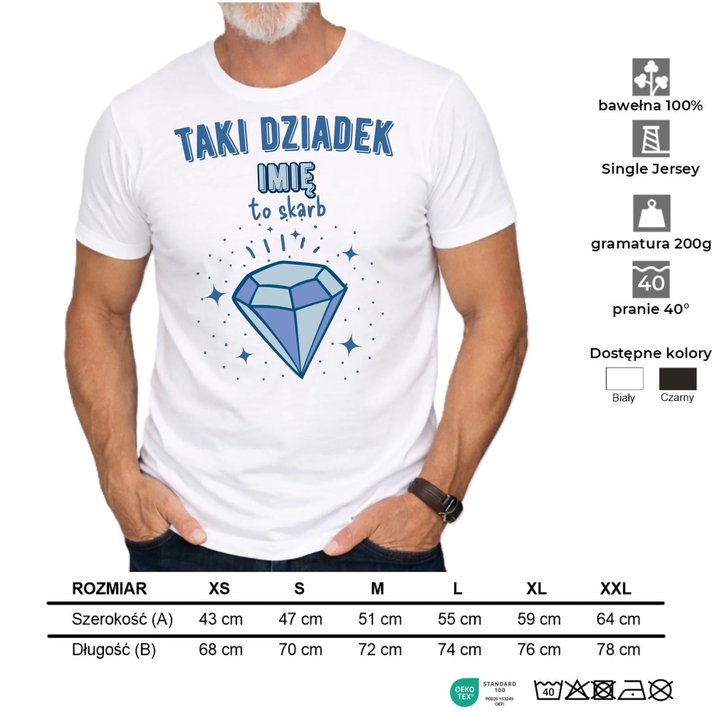 Koszulka dla dziadka - Taki Dziadek to skarb - personalizowana D06 - StoryCups.pl