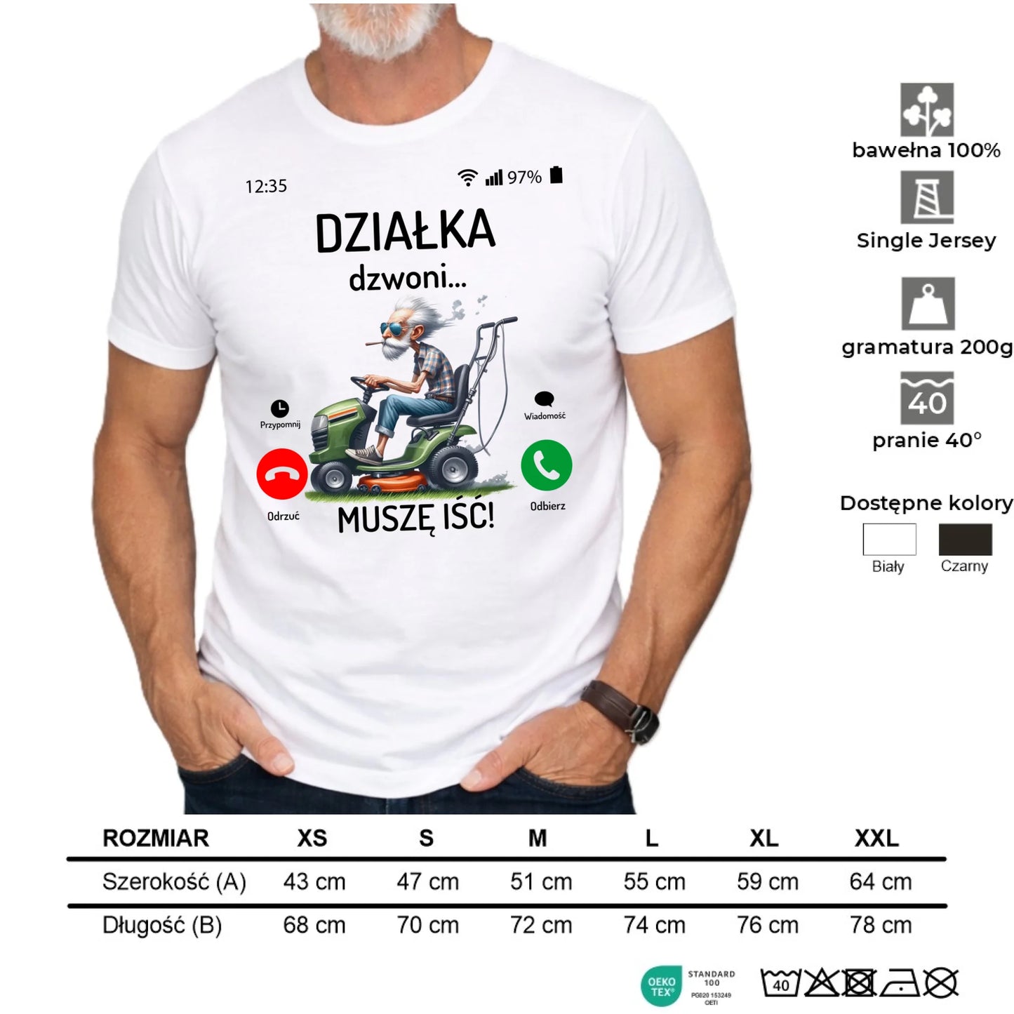 Koszulka dla dziadka - Działka dzwoni muszę iść D35 - StoryCups.pl