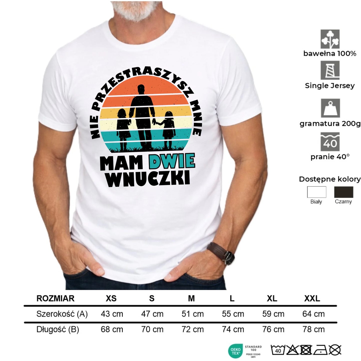 Koszulka dla dziadka - Nie przestraszysz mnie mam dwie wnuczki D41 - StoryCups.pl