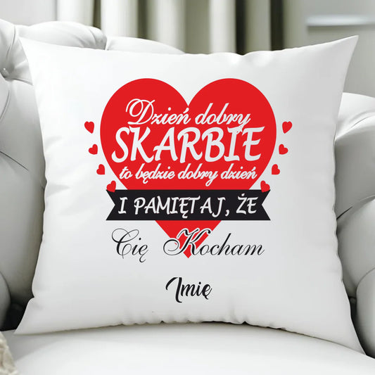 Poduszka dla par - Dzień dobry Skarbie - personalizowana W02 - StoryCups.pl