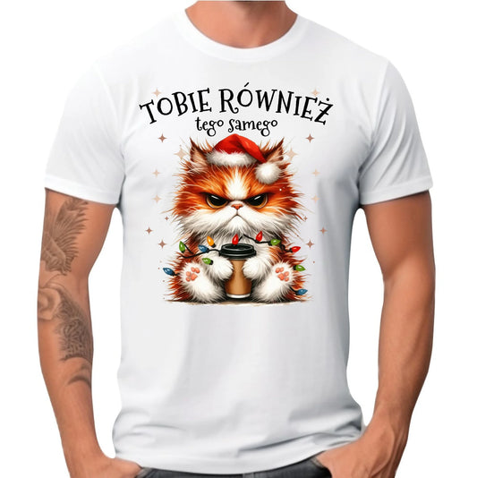 Koszulka męska świąteczna - Grumpy Cat Tobie również tego samego BN32
