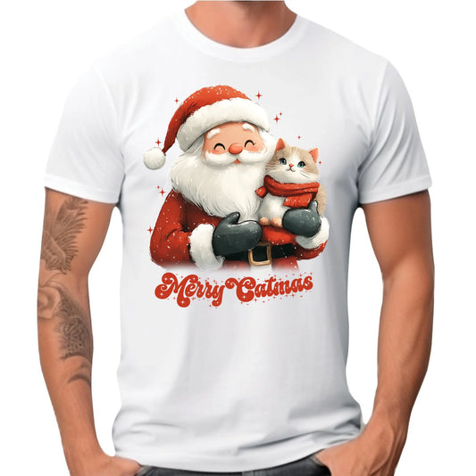 Koszulka męska świąteczna - Z kotem Merry Catmas BN38
